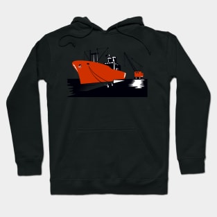 Cargo Ship with Crane Retro Hoodie